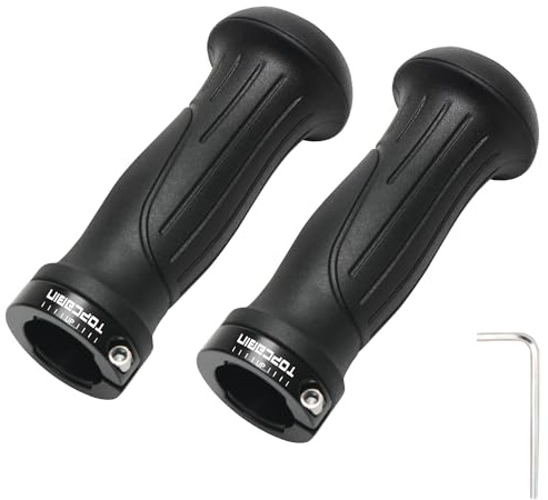 TOPCABIN Bike Handlebar Grips,Short Mini Bicycle Handlebar Grips Two-Color Rubber Bike Grips Fit Many Standard Bikes 2PCS 90MM Length (Aluminum Alloy Lock(Oversized90mm))