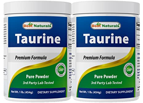Best Naturals 100% Pure Taurine Powder Free Form - Taurine 1000mg per Serving - 1 Lb (454 gm) (1 LB (Pack of 2))