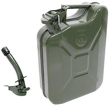 Uposao Jerrican en Métal 10L, Bidon De Réserve Essence & Diesel avec Bec Verseur Portable Réservoir De Stockage pour Essence, Réservoir De Stockage De Liquide, Preuve De Fuite, Antirouille