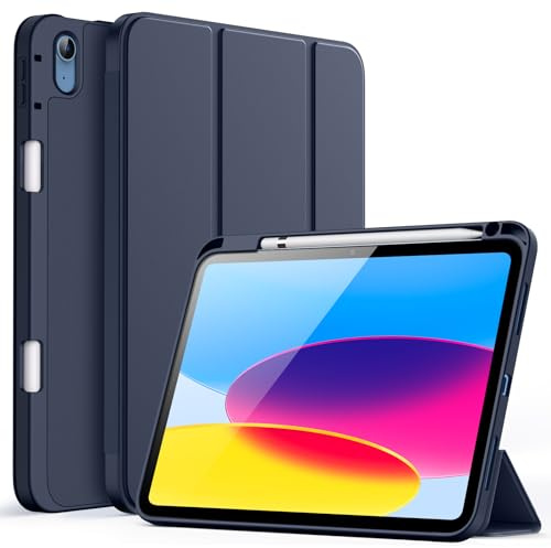 JETech Hülle für iPad (A16) 11./10. Gen, Tief Navy | Für 2025/2022 Modell, Weiches TPU, Pencil Holder, Dreifach-Ständer, Stoßfestes Leichtdesign