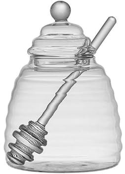 Barattolo per miele in vetro trasparente di grande capacità con spatola e coperchio in vetro alveare barattolo per miele per casa festa di nozze utensili da cucina