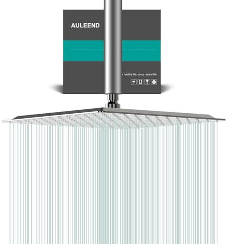 Docce Fisso Quadrato Soffione Doccia a Pioggia in Acciaio Inox Soffione Doccia a Pioggia con Getti In Silicone Anticalcare 304 Acciaio Inox Ultra Sottile (Argento, 30 cm)