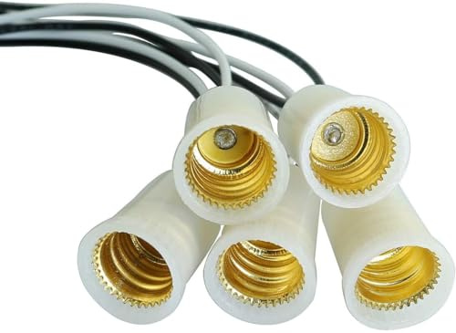 BLLNDX E12 Lamp Socket 5PCS Candle Candelabra E12 Light Lamp Socket Holder Base with Leads