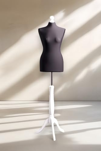 Generic LUSORIA Schneiderpuppe, Schneiderbüste weiblich schwarz/weißes Holz (XXL 46/48), H90R3GH90