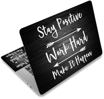 AIMSA Laptop Notebook Skin Sticker Decal, 12/13/13.3/14/15/15.4/15.6 inch Laptop Universal Cover, Scratch Resistant Art Decal Protector, Stay Positive Black