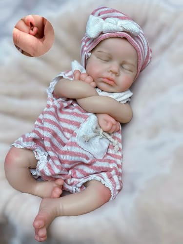 Abenduot Bambola in silicone realistica da 13 pollici con bocca aperta e corpo intero Bambole neonate in silicone morbido Anatomicamente corrette - Loulou
