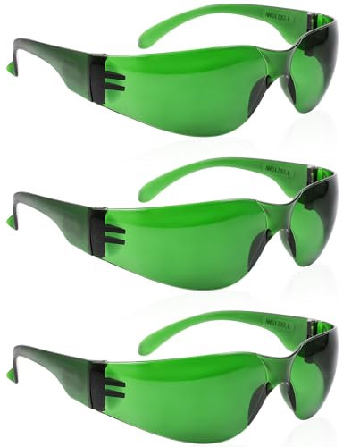 LIGHTMEUP Rotlichttherapie-Brille, Augenschutz für Infrarot- und LED-Lichtsitzungen, leichte Schutzbrille (rahmenlos, grün, 3 Paar)