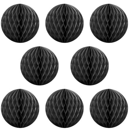 Activesale 8 Stück 7,6 cm Wabenbälle Partydekorationen hängende Blumenkugeln Decke Papier Pom Pom Ornamente für Hochzeiten, Geburtstagsfeiern, Weihnachten (Schwarz)