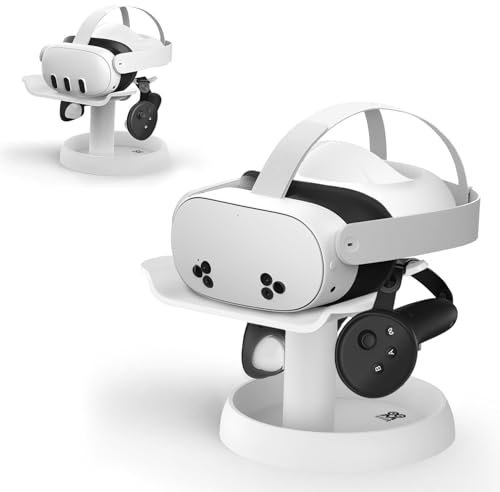 AMVR VR Stand Kompatibel mit Meta Quest 3s/Quest 3/Quest 2/Vision Pro/Pico 4 - Universal VR Headset Display Dock, Stabile Halterung, runde Basis, einfache Montage (Weiß)
