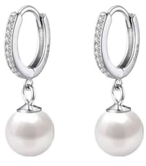 925 Sterling Silber Perle Ohrringe Design mit Ohrringen und Ohrringen, KEDDJI, Silber