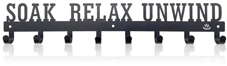 Hot Tub Towel Rack for Outdoor 16.5 inches, Hot Tub Accessories Holder with 8 Hooks, Towel Rack for Bathroom and Outside Hot Tub, Wall Mount Towel Organizer for Towels,Coats and Robes