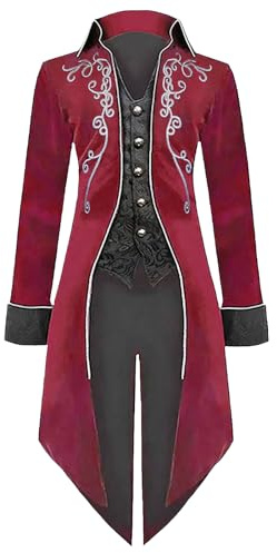 LLTTEER Men’s Medieval Steampunk Tailcoat Jacket Gothic Retro Coat | Renaissance Vintage Steampunk Jacket Victorian Frock Uniform for Halloween Carnival Party Cosplay
