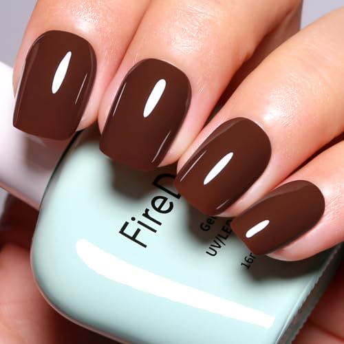 Firedeep Gel-Nagellack, dunkelbraune Schokolade, 16 ml, große Flasche, Maniküre, Salon, UV/LED, Soak Off, Herbst, Winter, Weihnachten, 1 Stück