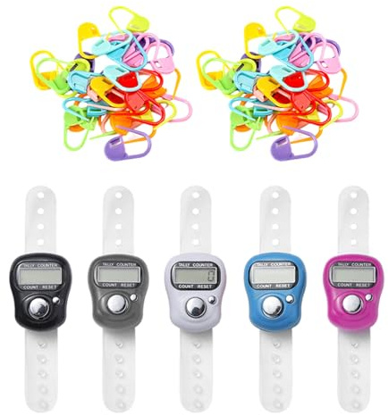 EPCDBBRT 5 Pieces Mini Counter And 50 Pieces Colorful Marker Buckles, Finger Counter, Portable Counter, Creative Counter, Home Counting Tool