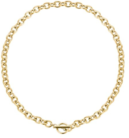 Emibele Chunky Gold Halskette für Frauen, Chunky Büroklammer Halskette mit OT-Verschluss, Edelstahl nicht anlaufen 18K Gold plattiert Kette Halskette Modeschmuck Geschenke für Valentinstag Muttertag