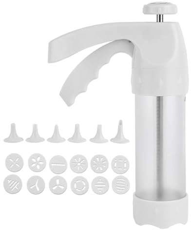 Cookie Press Kit, Manual Cookie Press Gun with 12 Cookie Press Discs & 6 Piping Tips Homemade Baking Tool for Home Kitchen Christmas Party