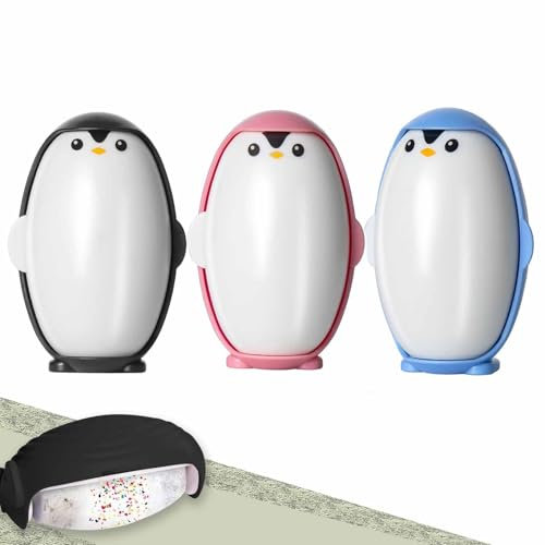 2 Stück Fusselrolle Wiederverwendbar Abwaschbar, Pinguin Reusable Lint Roller, Fusselrolle Tierhaare, Fusselrolle Kleidung, Tierhaarentferner Fusselrolle, Fusselentferner Kleidung (3PCS)