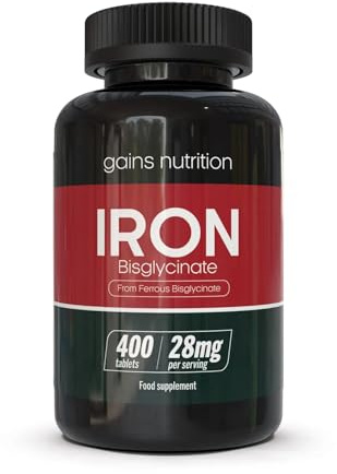 GN Iron Bisglycinate | 400 High Strength Iron Tablets (Ferrous Bisglycinate) - 14mg per Serving | Supplements for Women & Men | Non-GMO, Gluten & Allergen Free | Made in The UK