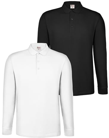 ALPIDEX Lot de 2 Polos Homme Polo Shirt 100% Coton Manches Longues Shirt Classique Casual Uni S M L XL XXL 3XL 4XL 5XL, Taille:L, Couleur:Cloud
