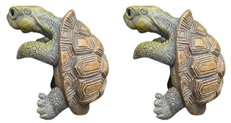LUMOOM Lot de 2 statues de jardin - Figurines de tortues grimpantes - Décoration de jardin - Tortues d'extérieur - Statue à suspendre - Pots de fleurs pour décoration de jardin - Vase