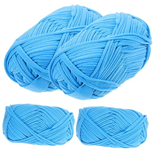 jojofuny 4 Rollen Wollknäuel Plüschgarn Füllgarn zum Häkeln Häkelstrickgarn Fäden zum Stricken von Taschen weiches Garn zum Häkeln Ball DIY garn stricken Deckengarn Bulk-Garn Polyester Blau