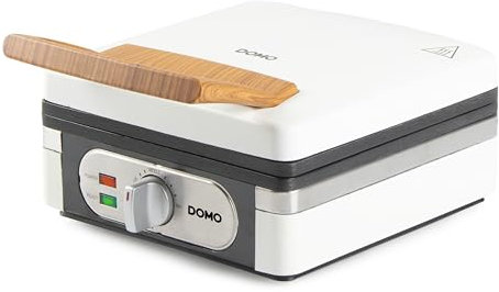 DOMO DO9274W - Piastra per waffle - Macchina per waffle belghe - Rivestimento antiaderente - 1400W - Powder White