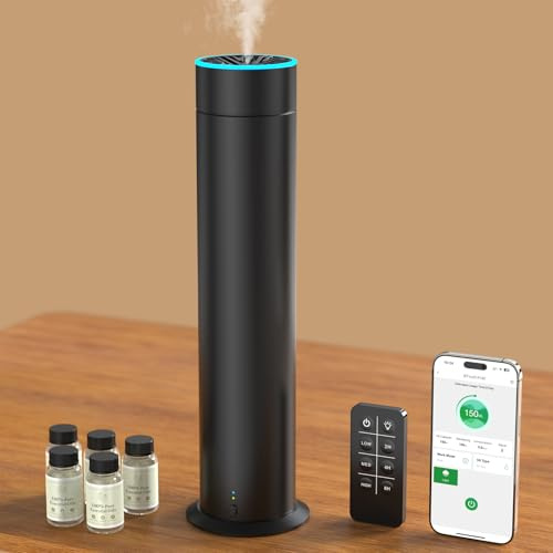 Diffuseur Huiles Essentielles sans Eau, 150ml, Couvre 1200ft² | Diffuseur Parfum Maison Electrique Avec Télécommande et Intelligente APP Convient Aux Maisons, Chambres, Spas, Hôtels