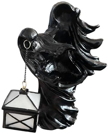 KESOTO Farol Ornamental, Escultura con Luz, Centro de Mesa, Figura Decorativa de Halloween para Patio, Armario Y Hogar, Negro, Individual