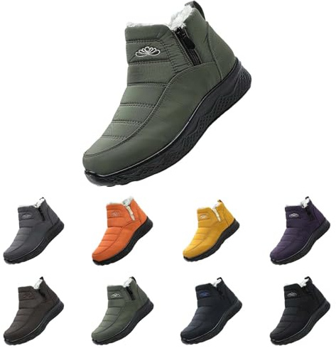 Botas de invierno para mujer, forradas y impermeables, botas de nieve con plataforma antideslizante, botas de senderismo, botas de nieve ortopédicas, zapatos de nieve, zapatos de ocio, verde, 41 EU