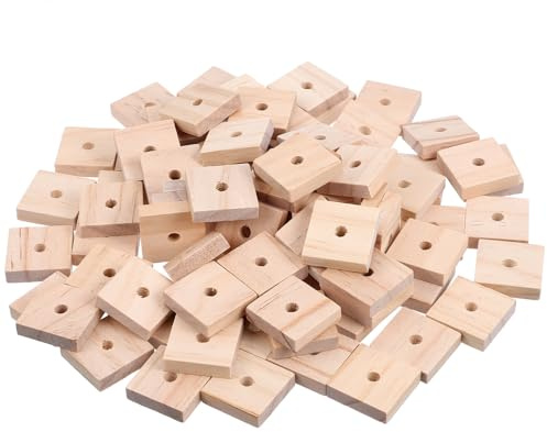 Toyvian 100 Stück Vogelspielzeug Kauspielzeug aus Natürlichem Holz mit Aufhängeloch Papageien Kletter Beißelemente für Wellensittiche Nymphensittiche und große Papageien Langlebiges