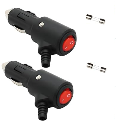 2 Stück Zigarettenanzünder Stecker mit Schalter, 12V-24V KFZ Stecker für Auto, Wohnmobil, Boot, Motorrad LKW PKW Navi usw