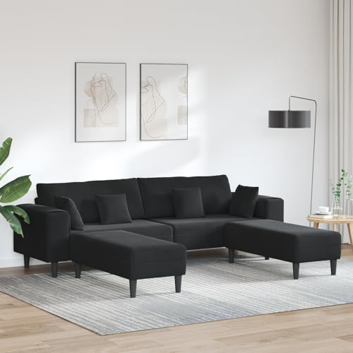 RMIHSJG Modernes Samtsofa 3-teilig Schwarz 208 cm mit Kissen, Elegantes Wohnzimmer Sofa mit Federkern und Armlehne, Bequemes Sitzmöbel für Entspannung und Gäste, Hochwertiger Velours