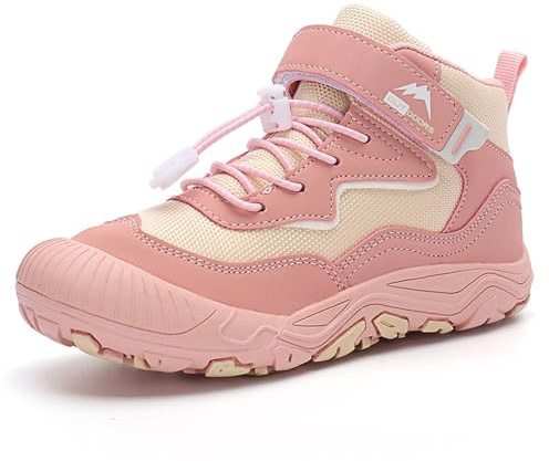 Sneakers barn unisex barn vandring skor barn vandringsskor halkfria lätta berg vandring skor barn andas sport bred tå 27–37, Rosa, 34 EU