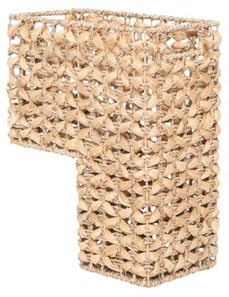 YAHUAN Stair Basket with Handles, Woven Water Hyacinth Stair Baskets for Carpeted Stairs, Natural Woven Water Hyacinth Seagrass Staircase Storage Organizer for Home (Water Hyacinth B)