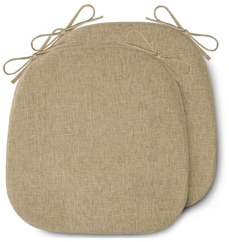 FlyGulls Kitchen Chair Cushions Set of 2 with Ties 41X41X5 cm, Beige