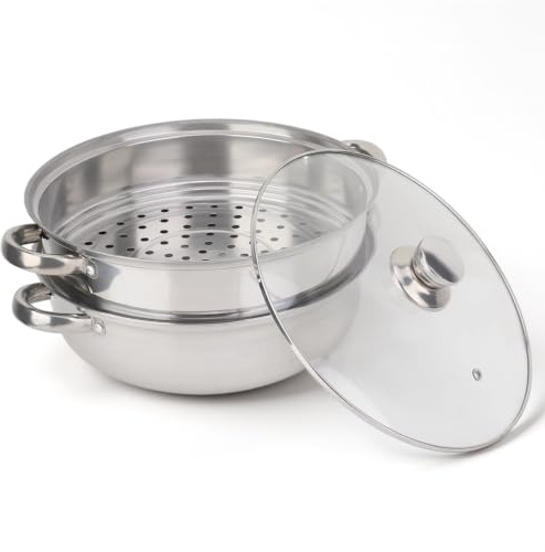 BONKZEBU Stainless Steel for Cooking, Stainless Steel Cookware, 27cm/11in 2-Layer Pot Cooker, Double Boiler Soup Steaming Pot