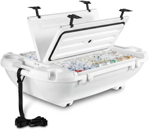 VEVOR Nevera Flotante 37,9 L Enfriador Flotante para Agua y Tierra con Carcasa Rígida Aislada, Portavasos, Asas Laterales, Cuerda de Remolque para Playa Piscina Lago Barco Bebida Hielo, Color Blanco