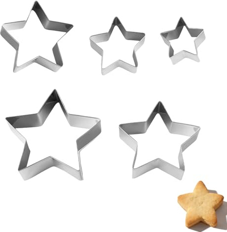 5 Pcs Star Cookie Cutters,Stainless Steel Star Pastry Cutters for Baking | for Kitchen Homemaking DIY Baking Decoration Christmas Halloween Easter Thanksgiving,Durable and Easy to Clean(5 Sizes)
