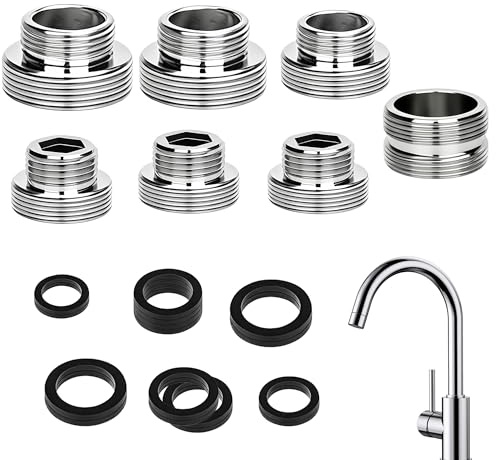7 Stück Wasserhahn Adapter Verschiedene Größen für Gartenschlauch Anschluss | Präzise Gewinde für Wasserhahn Adapter und Wasserhahn Schlauchanschluss ermöglichen flexible Verbindungen im Alltag