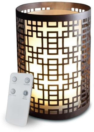 Zen'Arôme - Difusor de aceites esenciales Vela - Difusor ultrasónico de aire frío aromaterapia - Difusor eléctrico con mando a distancia - Iluminación LED con efecto vela - Metal, Vidrio
