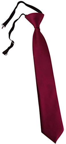 TigerTie Kleinkinder Kinderkrawatte in weinrot bordeaux Uni - vorgebunden mit Gummizug in schwarz