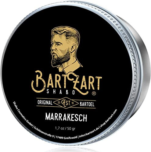BartZart 50g Bartwachs mit Arganöl für gesundes Bartwachstum I Bartbalsam mit Zedernholz Duft I Bartpflege für Männer mit Vollbart I Beard Balm Wood