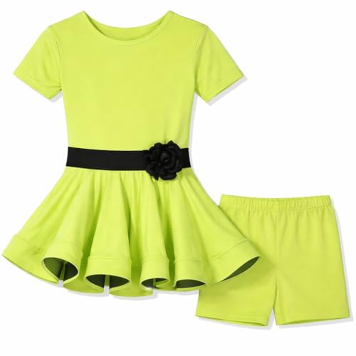 Children's Dance Dress Ballet Latin Rumba Samba Dress Skirts Dancewear Girls Kids 3-15 Years (Green, 120 (6-7 Years))