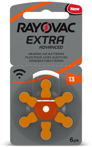 RAYOVAC Extra Advanced with Active Core Technology 13 – Hearing Aid Batteries, Pack of 6