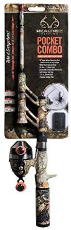 Steinhauser Realtree Edge Pocket Combo | 30 Light Action Fiberglass No Tangle Rod | Micro Spincast Reel w/ 4.1:1 Gear Ratio| Spinner Bait
