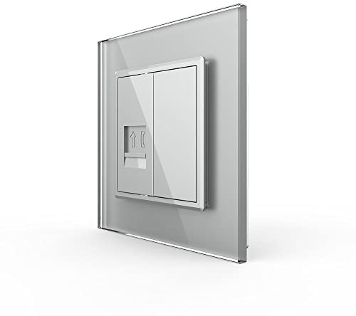 LIVOLO Telefondose Telefonbuchse mit Glasblende VL-C7-1T-15 + VL-C7-SR-15 Grau