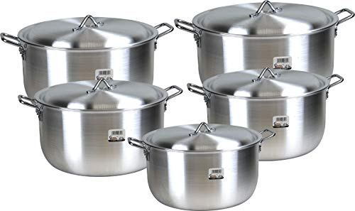 Crescent Galaxy King Aluminium Casserole Stock Soup Cooking Pots with Lid (Whole Set)