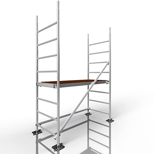 ALTEC Rollfix 2.0 300 | 3m Arbeitshöhe | hvst. Fußplatten | Made in Germany | TÜV | belastbar 200kg/m² | Norm - DIN EN 1004-1 | Modulares Alu Arbeitsgerüst | Baugerüst | Fahrgerüst