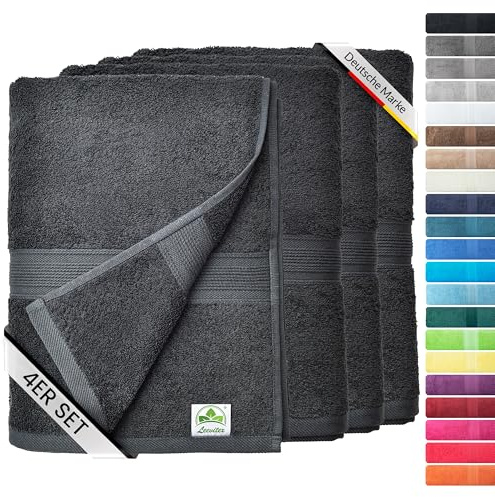 leevitex® Handtuch-Set, saugstark, 50 x 100 cm | Qualität 500 g/m² | 100% Baumwolle | Schwarz