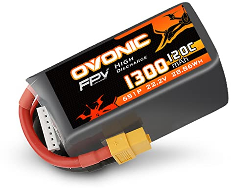 OVONIC 6s Lipo Akku 1300mAh 22.2V 120C mit XT60 Stecker für RC FPV Hubschrauber Flugzeug Quadcopter Hobby Racing